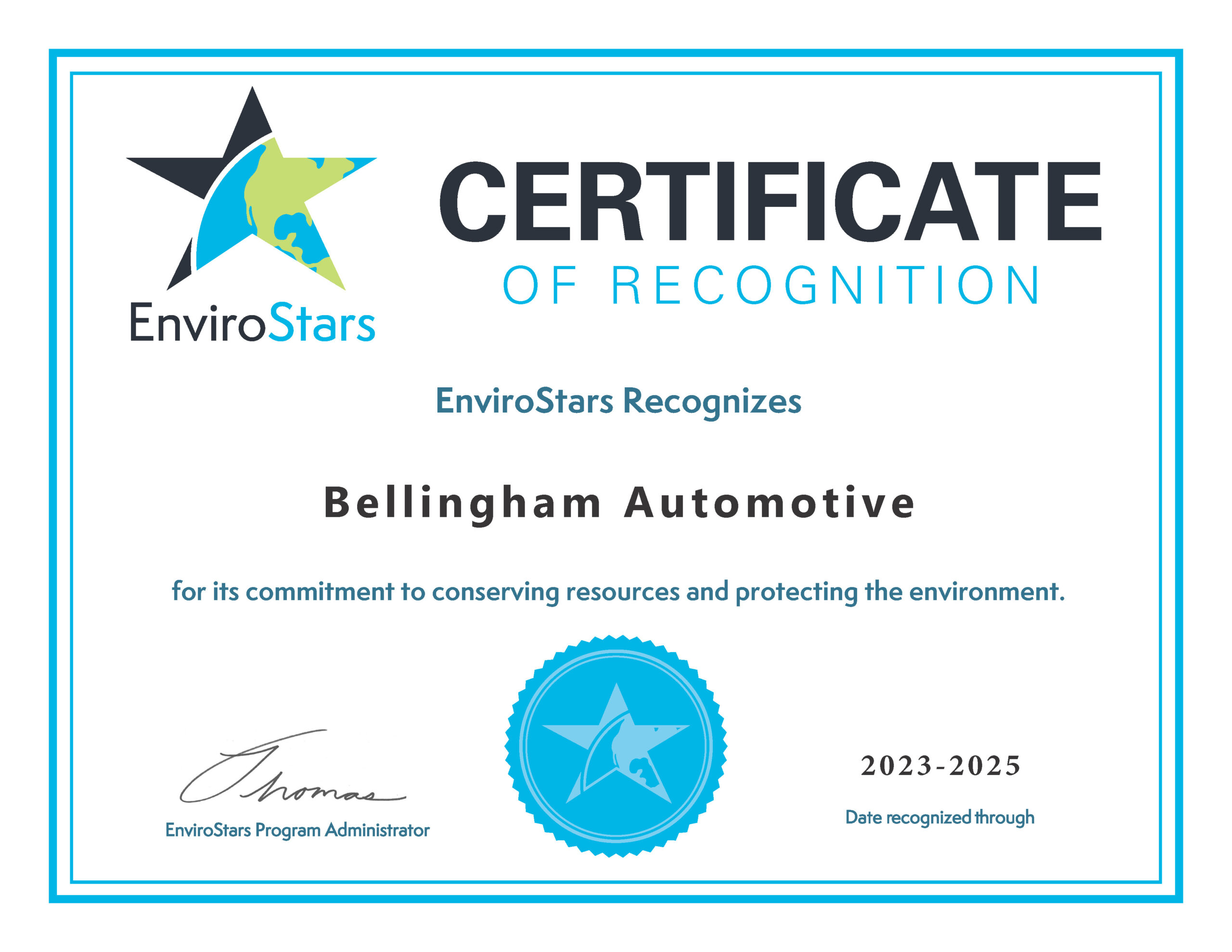 Bellingham Automotive - EnviroStars Certificate